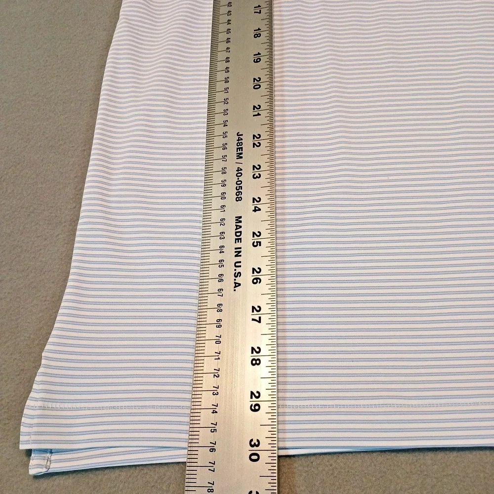 Peter Millar Crown Crafted Performance Striped Mesh Polo Shirt White Blue XL‎